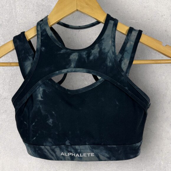 Alphalete Sports Bra Cut Out Womens Size XS Black Grey Tie Dye AL20-001 Athletic - Picture 3 of 10